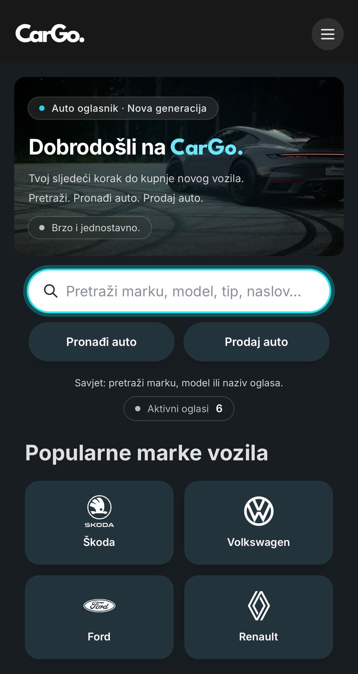 car-go.hr — mobilni prikaz