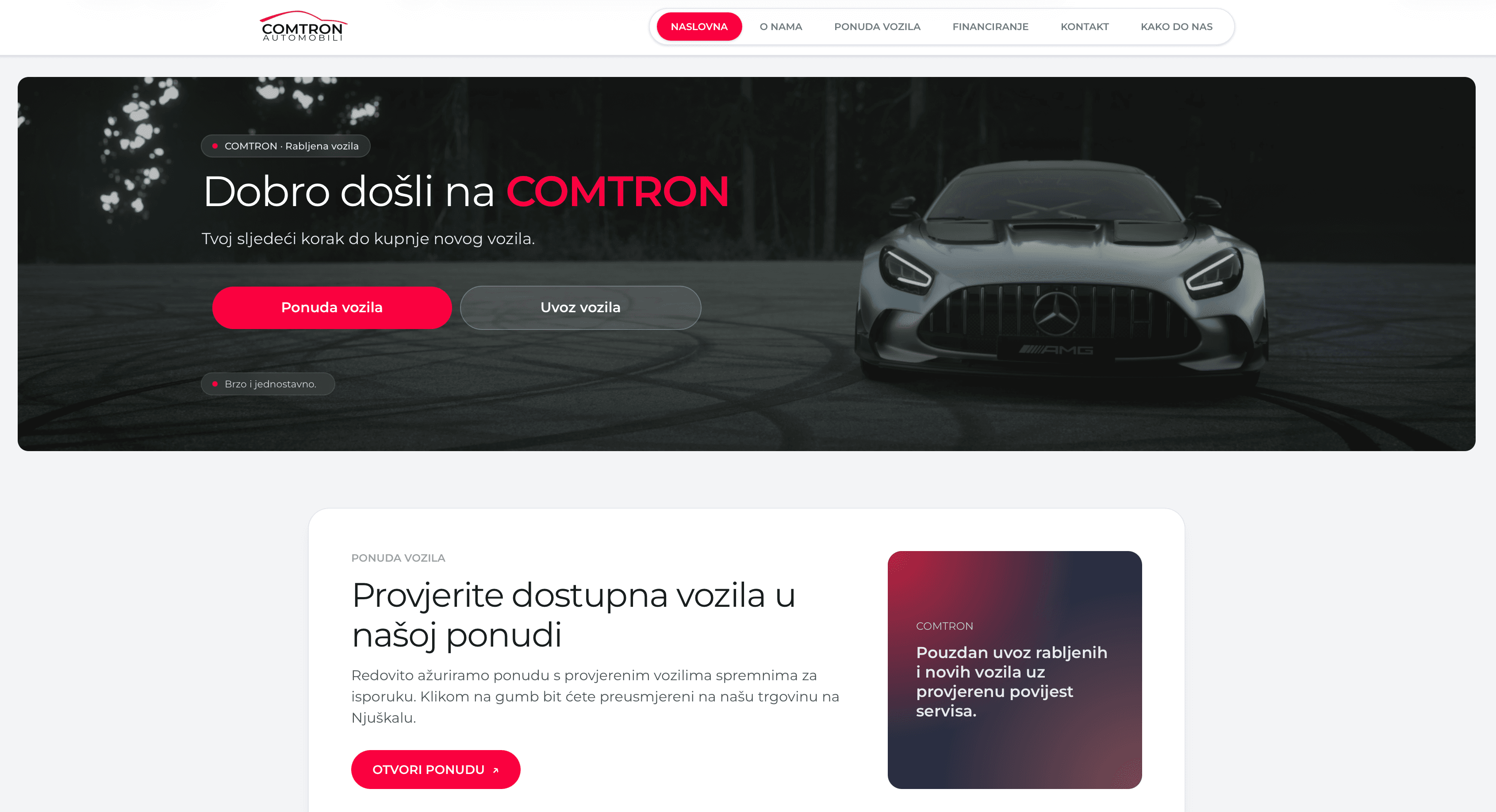 Comtron Automobili — desktop prikaz