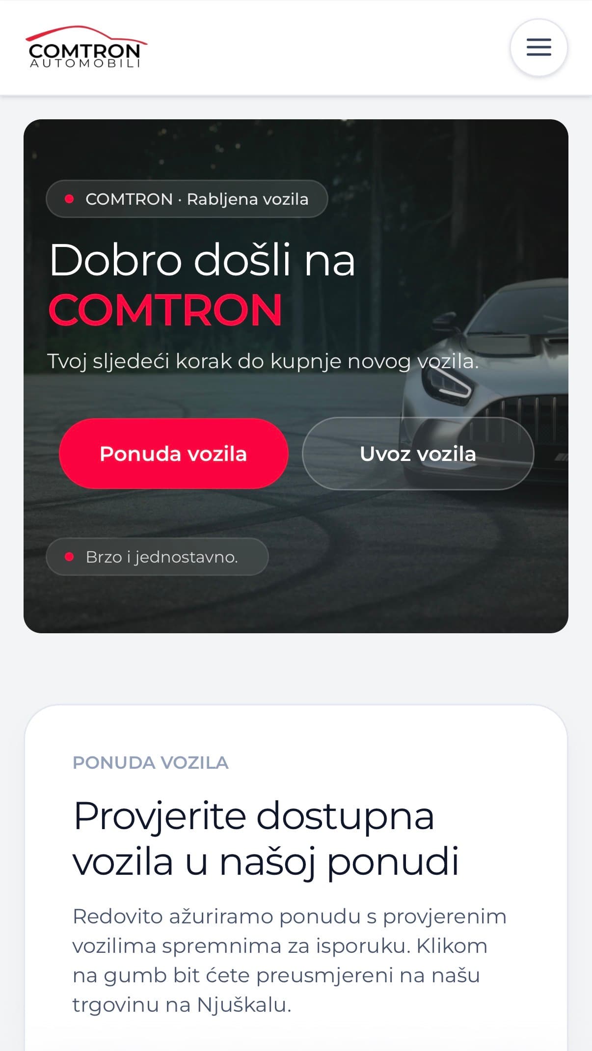 Comtron Automobili — mobilni prikaz